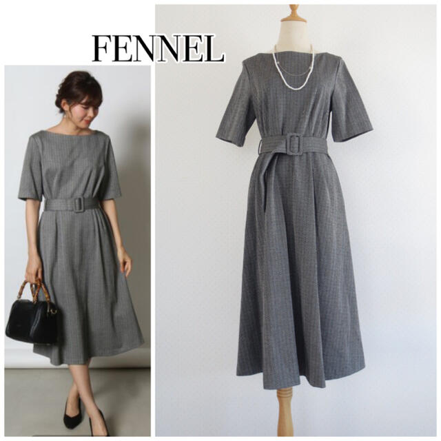 フェンネル□ヘリンボーンベルテッドワンピース□スコットクラブ フェンネル□ヘリンボーンベルテッドワンピース□スコットクラブ