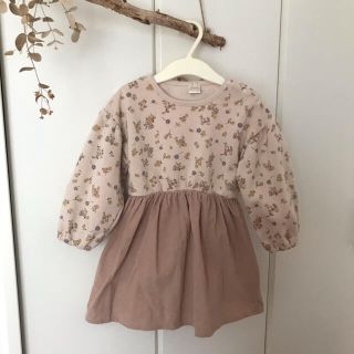 フタフタ(futafuta)の【専用】テータテート　花柄×コーデュロイワンピース　95(ワンピース)