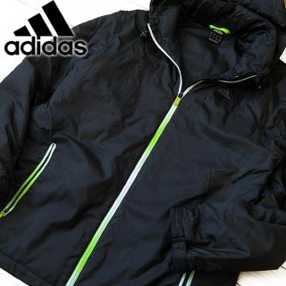 アディダス(adidas)の超美品 M アディダス メンズ フード付き中綿ジャケット ブラック(ブルゾン)