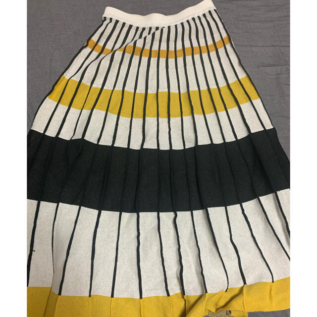 FRAY I.D(フレイアイディー)のフレイアイディ　プリーツボーダーニットスカート レディースのスカート(ロングスカート)の商品写真