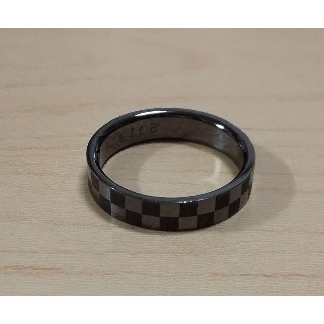 指輪 格子柄 シルバー×ブラック メンズのアクセサリー(リング(指輪))の商品写真
