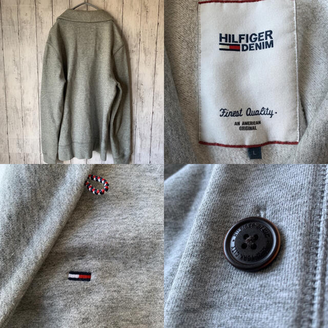 TOMMY HILFIGER(トミーヒルフィガー)の【トミー×カーディガン】古着 TOMMY メンズ トップス グレー 刺繍ロゴ メンズのトップス(カーディガン)の商品写真