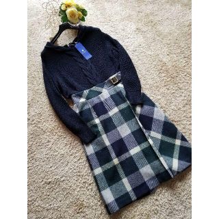 バーバリーブルーレーベル(BURBERRY BLUE LABEL)の●新品タグ付き●クレストブリッジチェックフロスティツイードワンピース(ロングワンピース/マキシワンピース)