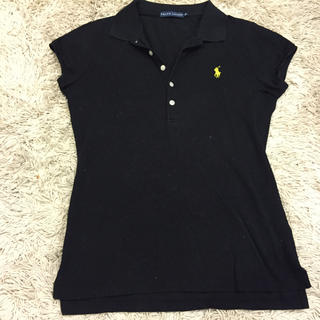 ラルフローレン(Ralph Lauren)のラルフ レディースポロシャツ黒×黄ロゴ(ポロシャツ)