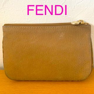 フェンディ(FENDI)のFENDI フェンディバックスキンカードポーチライトブラウンカラー(ポーチ)