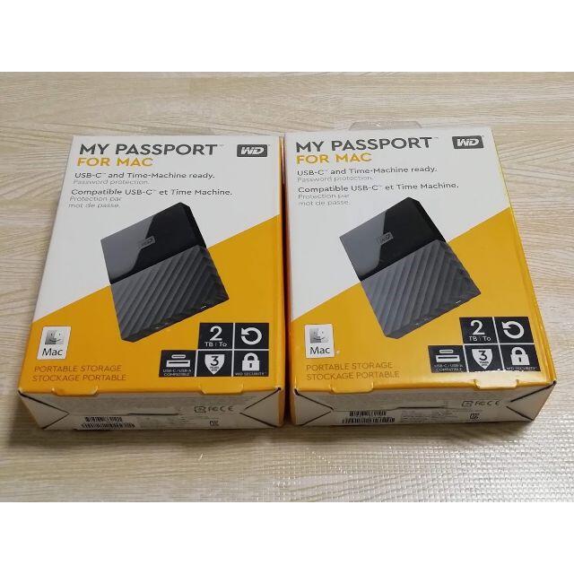 【2個セット】WD ハードディスク 2TB My Passpor for Mac