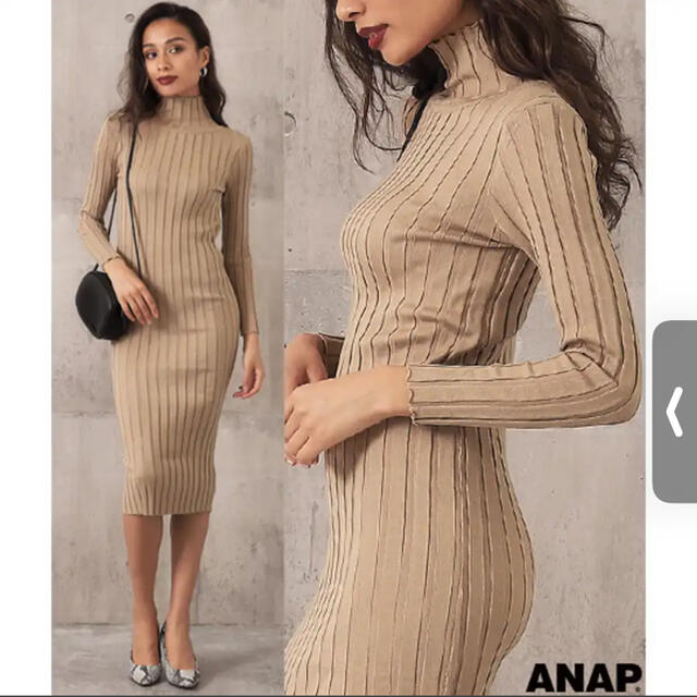 ANAP(アナップ)のANAP♡ハイネックワイドリブニットワンピース レディースのワンピース(ひざ丈ワンピース)の商品写真