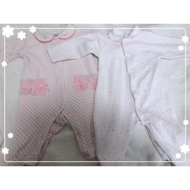 （お値下げ）ロンパース 女の子 肌着　赤ちゃん　新生児 キッズ/ベビー/マタニティのベビー服(~85cm)(肌着/下着)の商品写真