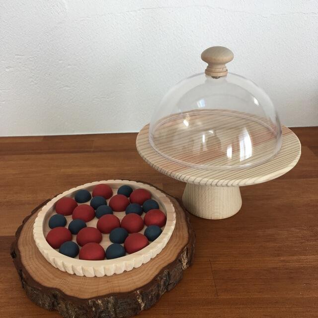 おままごと　木製　タルト　ケーキスタンド　ケーキドーム