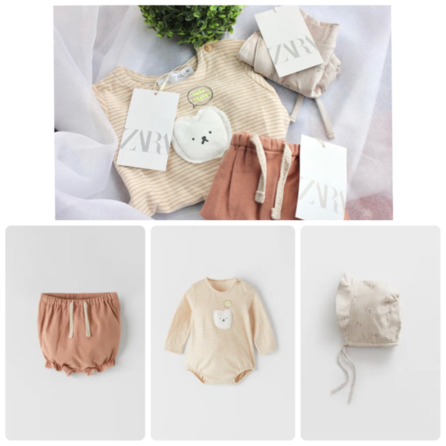 ZARA KIDS(ザラキッズ)の【全てZARAbaby♥女の子ギフト】ロンパース ベビーブルマ ボンネット キッズ/ベビー/マタニティのベビー服(~85cm)(ロンパース)の商品写真