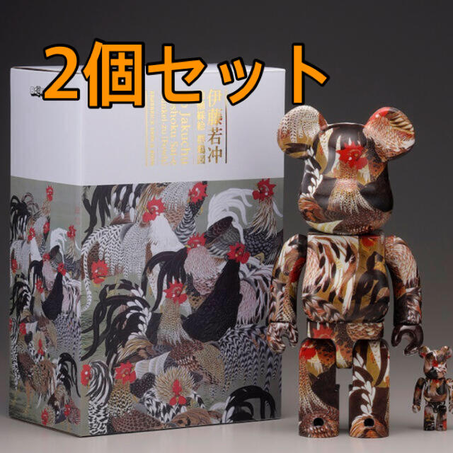 エンタメ/ホビーBE@RBRICK 伊藤若冲「群鶏図」 100% ＆ 400%