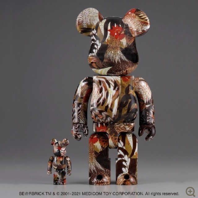 MEDICOM TOY(メディコムトイ)のBE@RBRICK 伊藤若冲「群鶏図」 100% ＆ 400% ベアブリック エンタメ/ホビーのおもちゃ/ぬいぐるみ(キャラクターグッズ)の商品写真