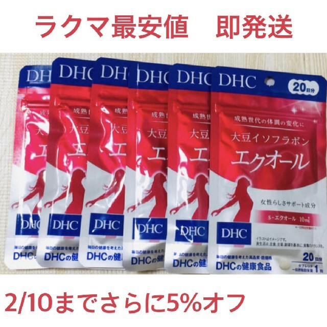 即発送最安値☆DHC エクオール大豆イソフラボン20日分(6袋セット120日