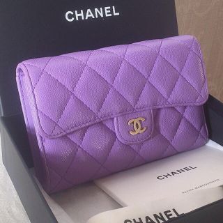 CHANEL◎シャネル 長財布 くすみパープル ラムスキン マトラッセ