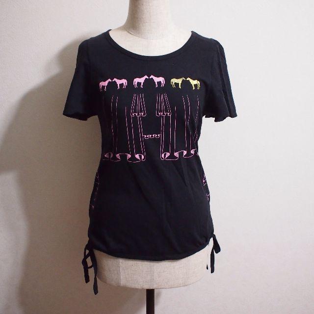 FRAPBOIS(フラボア)のusedclothing!フラボア　紐付きレディースプリントT黒1 レディースのトップス(Tシャツ(半袖/袖なし))の商品写真