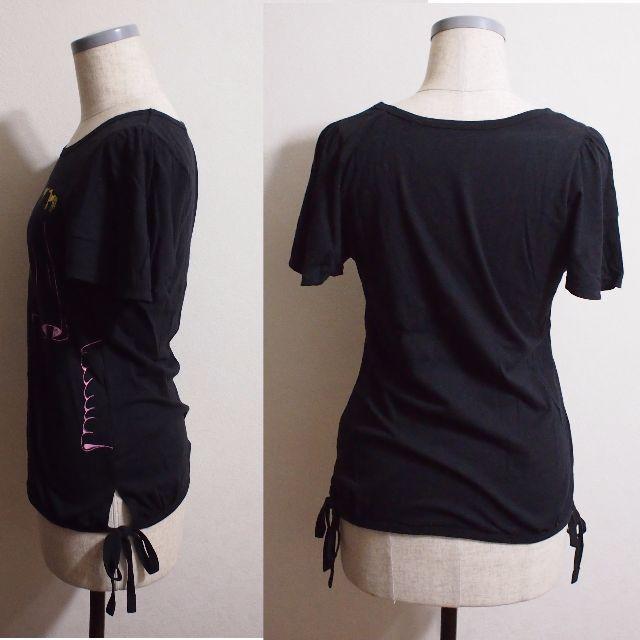 FRAPBOIS(フラボア)のusedclothing!フラボア　紐付きレディースプリントT黒1 レディースのトップス(Tシャツ(半袖/袖なし))の商品写真