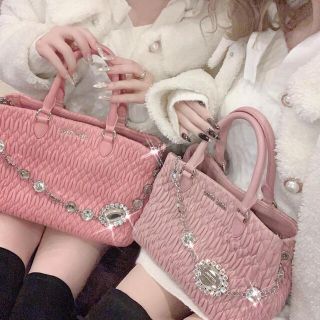 miumiuクリスタル ナッパレザークリスタル ハンドバッグ