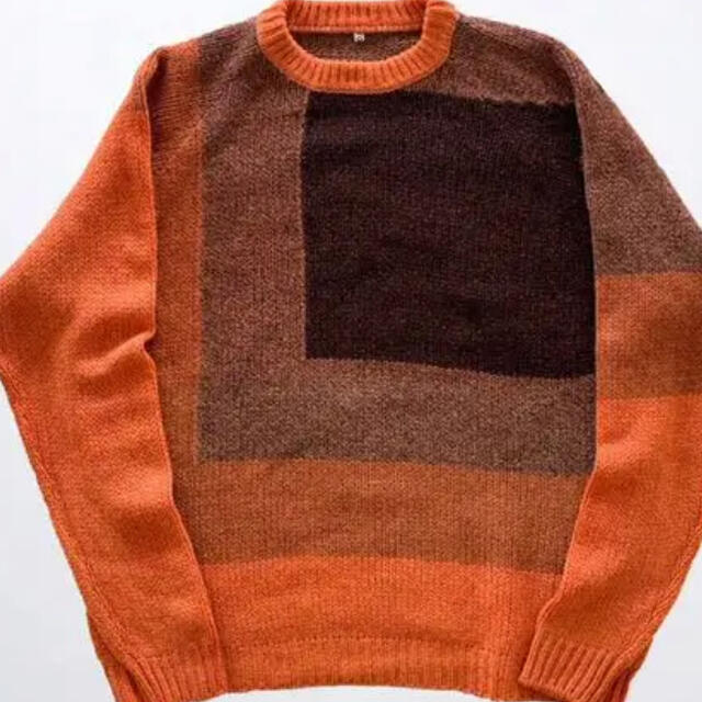 約80cm身幅KHOKI  コッキ  Nep overdye knit オレンジ　ニット