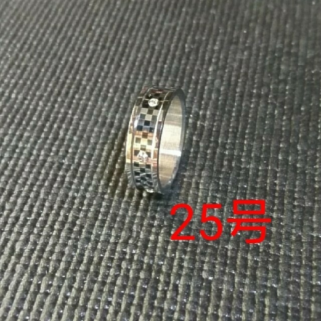 ステンレス リング 指輪 チェック柄×cz 25号 メンズのアクセサリー(リング(指輪))の商品写真