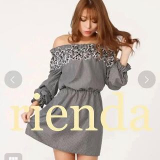 リエンダ(rienda)の超美品♡rienda ストライプエンブロオフショルOP(ミニワンピース)