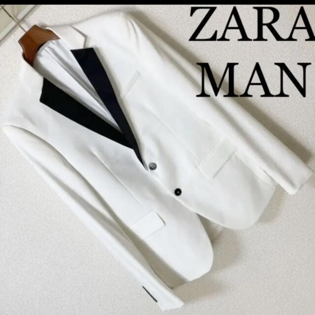 良品◆ZARA MAN ザラ マン◆タキシード テーラード ジャケット S 白