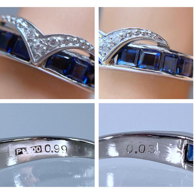 PT900 天然 ブルーサファイア 0.99ct ダイヤ プラチナ リング レディースのアクセサリー(リング(指輪))の商品写真