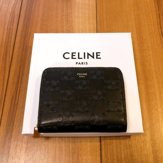 宅配 CELINE セリーヌ 折り畳み財布 フレーム バイカラースムースラムスキン