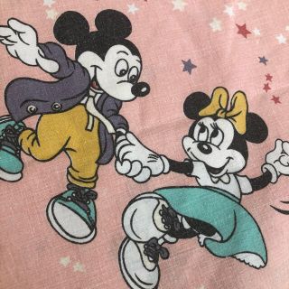 ディズニー(Disney)の🌜ビンテージ 布団カバー🌛ミキミニ　星ダンス　ピンク　シーツ(生地/糸)