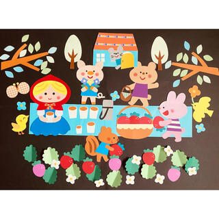 壁面　春　「いちご畑でピクニック♡」　４月　５月　新学期準備　入園(型紙/パターン)