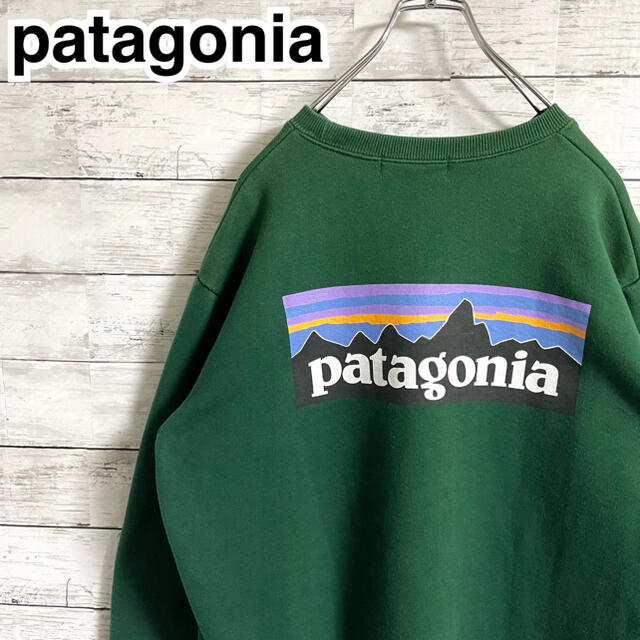 patagonia(パタゴニア)の【超人気】パタゴニア☆バックビッグロゴ　ワンポイントロゴ　グリーン　スウェット メンズのトップス(スウェット)の商品写真