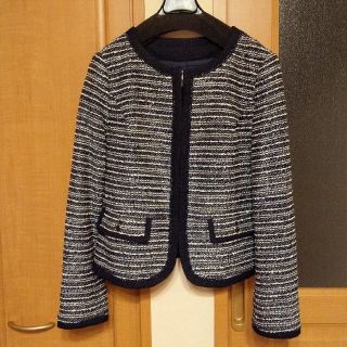 エニィスィス(anySiS)のSpecialSale♡anysis美品ネイビー系ツイードジャケット ２(ノーカラージャケット)