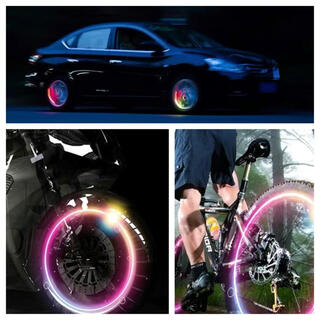自動車、バイク、自転車用バルブキャップ  LED ライト2本セット 予備電池付き(その他)