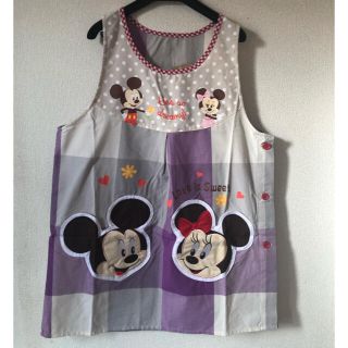 ディズニー(Disney)の新品　ミッキー　ミニー　お顔　アプリケ　刺繍　ポケット　保育士エプロン(その他)