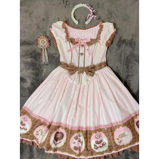 アンジェリックプリティー(Angelic Pretty)のMeltyチョコレートミニ袖ジャンパースカート　3点(ひざ丈ワンピース)