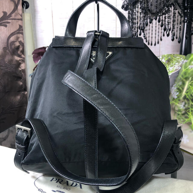 PRADA プラダ ハーフレザー リュック ブラック PRADA プラダ ハーフレザー リュック ブラック