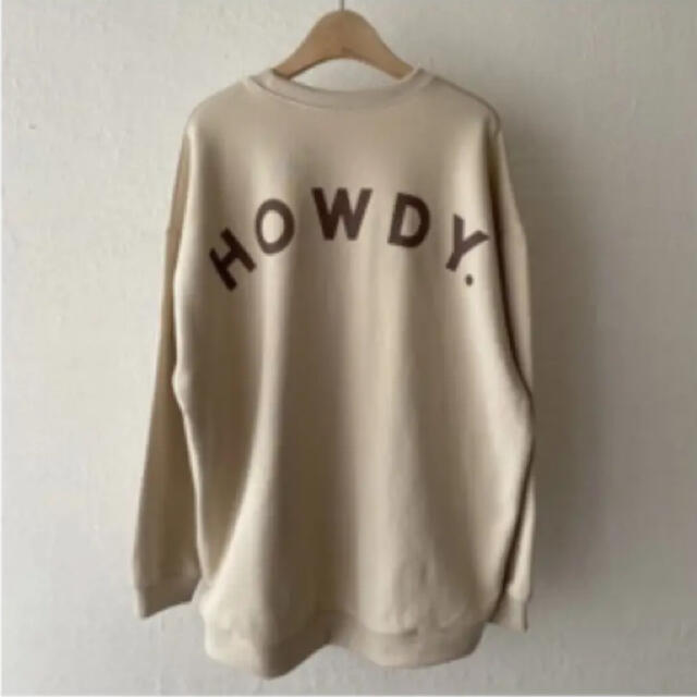 【美品】howdy ハウディ back print sweat(BE)