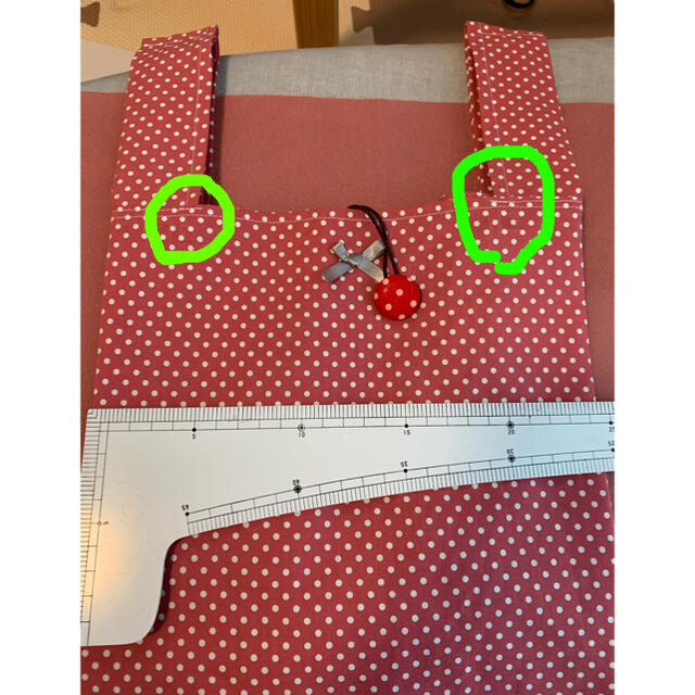 マチありエコバック　ピンクドット柄　 ハンドメイドのファッション小物(バッグ)の商品写真