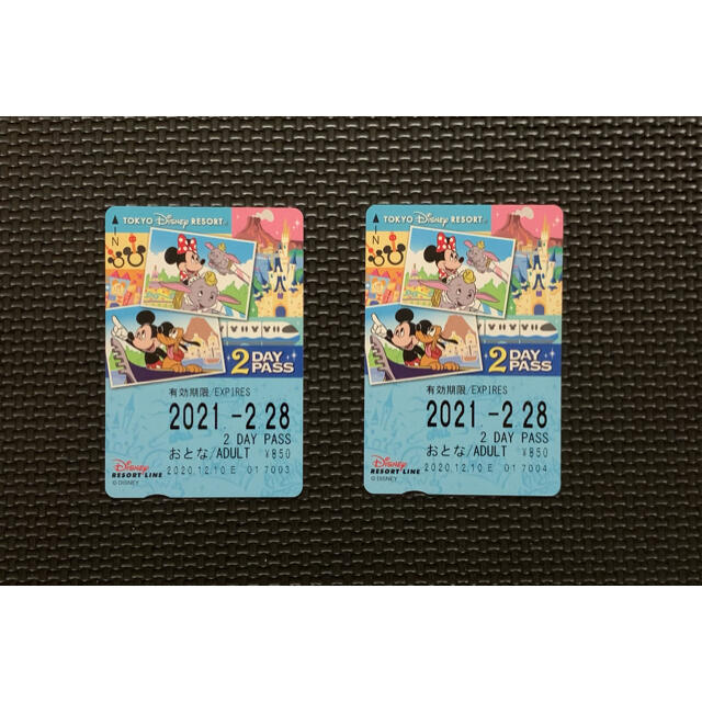 Disney(ディズニー)のディズニー　リゾートライン　2days pass チケットの施設利用券(遊園地/テーマパーク)の商品写真