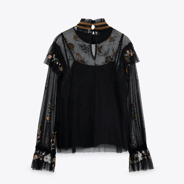 ZARA - 希少❗ZARA ザラ エンブロイダリー チュール ブラウスの
