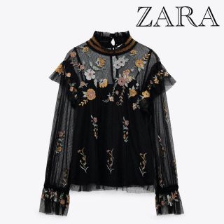 ザラ(ZARA)の希少❗ZARA ザラ エンブロイダリー チュール ブラウス(シャツ/ブラウス(長袖/七分))