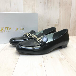 ハルタ(HARUTA)のHARUTA ハルタ スクエアビット ローファー 金具 エナメル 24.0 黒(ローファー/革靴)