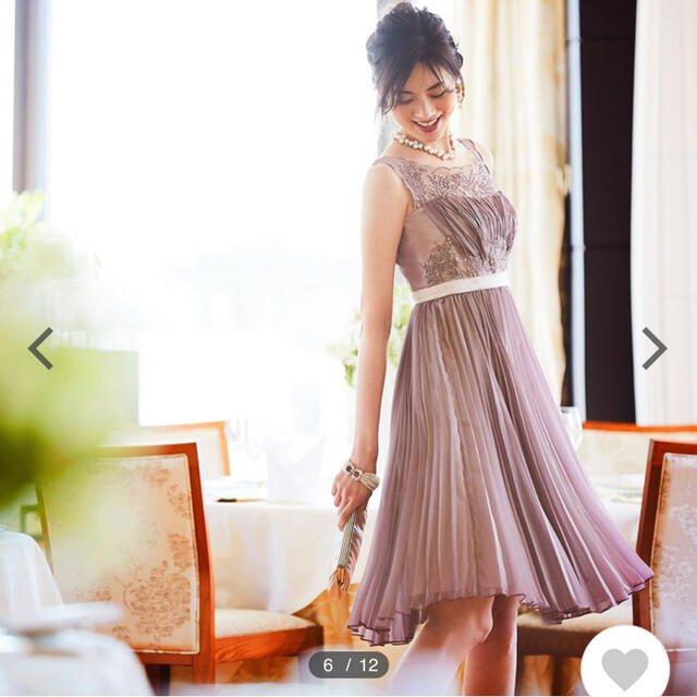 パーティドレス くすみラベンダー レディースのフォーマル/ドレス(ミディアムドレス)の商品写真