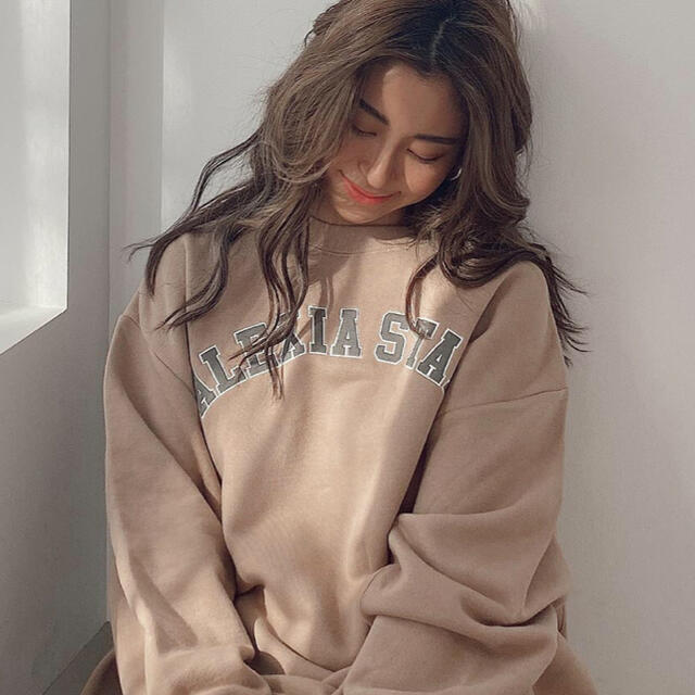 ALEXIA STAM(アリシアスタン)のFront Arch Logo Sweatshirt Beige レディースのトップス(パーカー)の商品写真