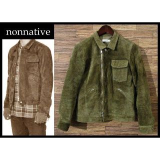 ノンネイティブ(nonnative)の美品 定10万 ノンネイティブ 16AW カウ スエード レザー ジャケット S(レザージャケット)