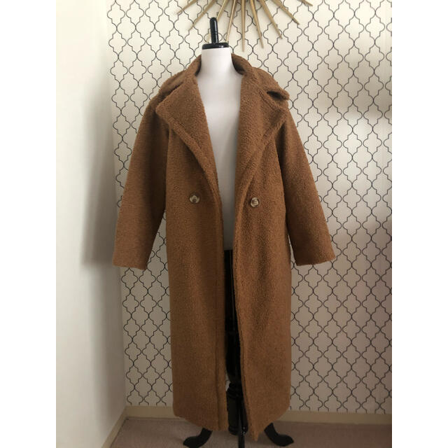 Max Mara(マックスマーラ)のSALE‼️超ロング＊裏キルティング テディコート＊キャメル オーバーサイズ レディースのジャケット/アウター(ロングコート)の商品写真