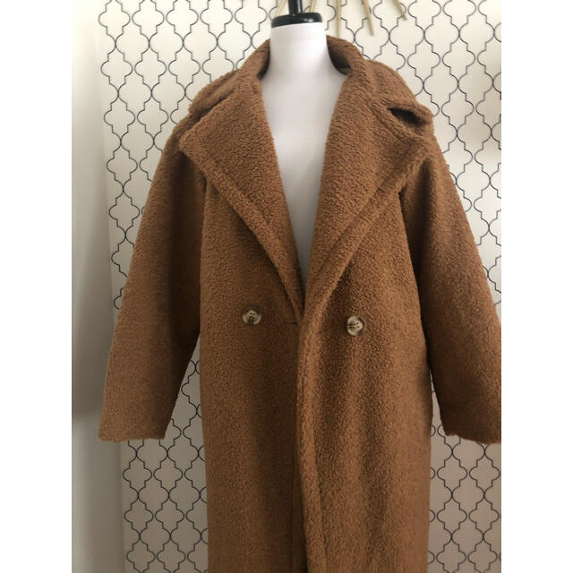 Max Mara(マックスマーラ)のSALE‼️超ロング＊裏キルティング テディコート＊キャメル オーバーサイズ レディースのジャケット/アウター(ロングコート)の商品写真