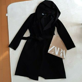 ザラ(ZARA)のZARA　カーディガン　　グリーン　リブニット(ガウンコート)