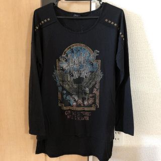 アズールバイマウジー(AZUL by moussy)のアズールバイマウシー　カットソー　黒(Tシャツ(長袖/七分))