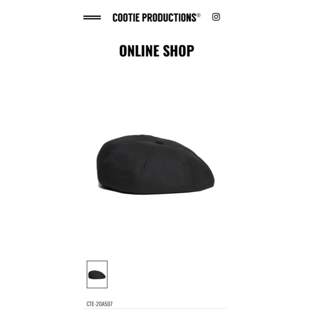 COOTIE(クーティー)のcootie ベレー帽ハンチングブラック2020aw メンズの帽子(ハンチング/ベレー帽)の商品写真