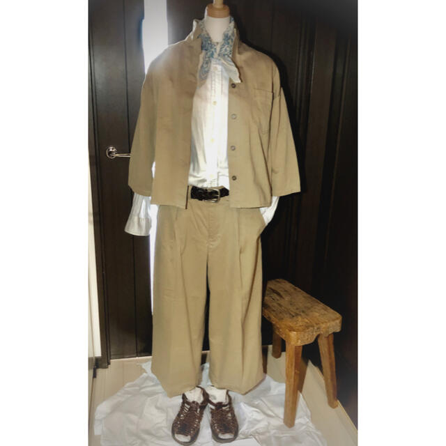 nest Robe チノ 比翼ブラウス+ワイドクロップドパンツ セットアップ